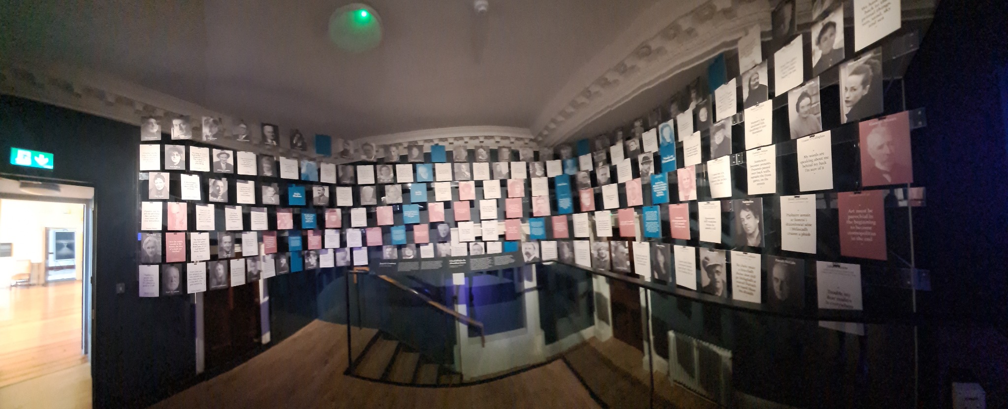 A literary museum wall of writers and words