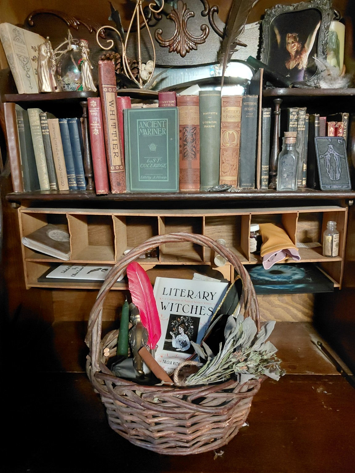 Literary Witches staged with vintage objects
